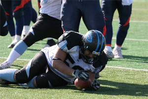 Takeda recovers fumble ball